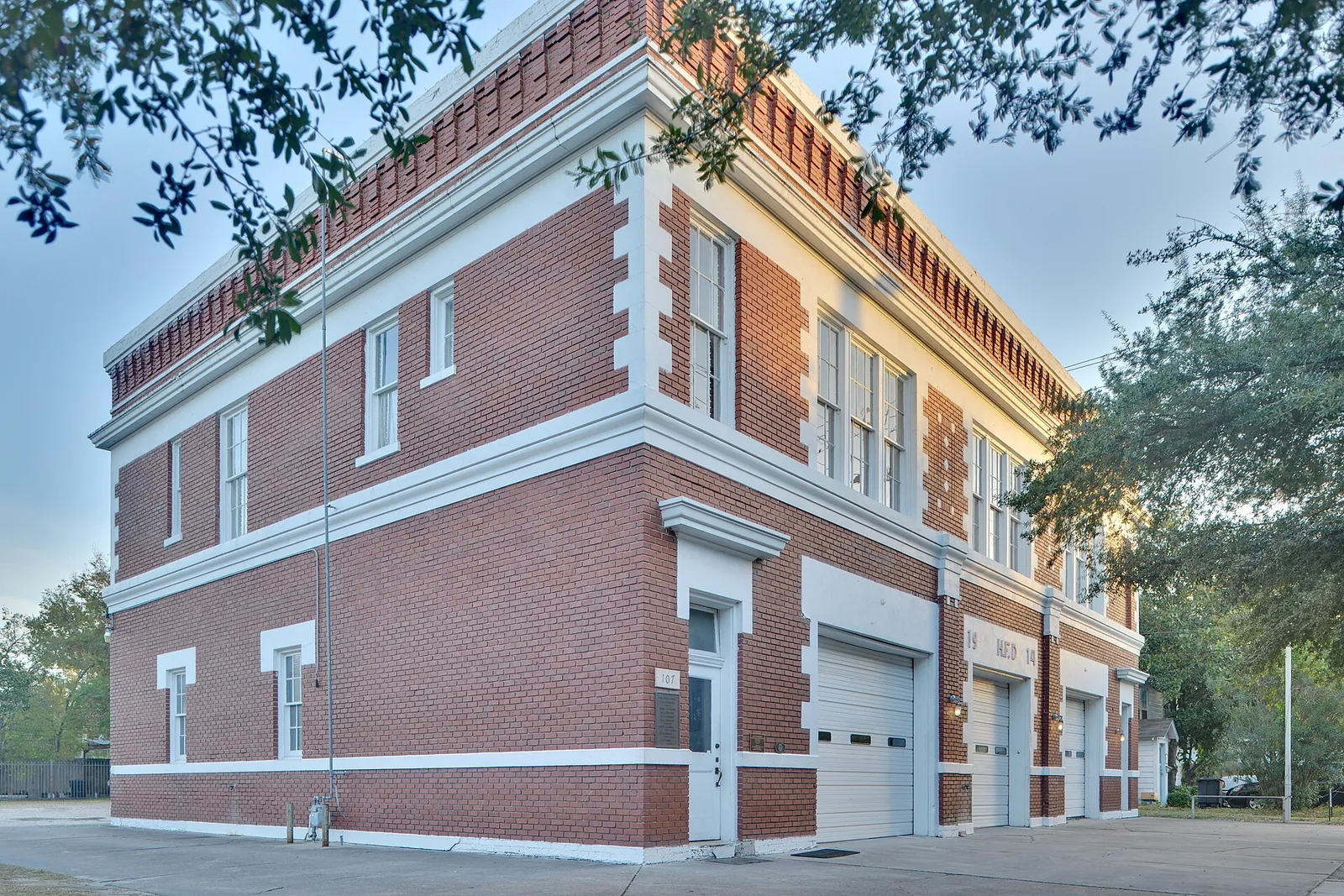 The historic Houston Heights Fire Station at Yale and 12th.