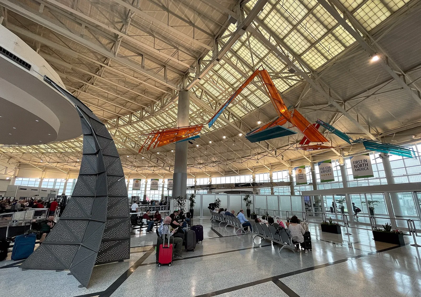 The main concourse inside Hobby Airport.