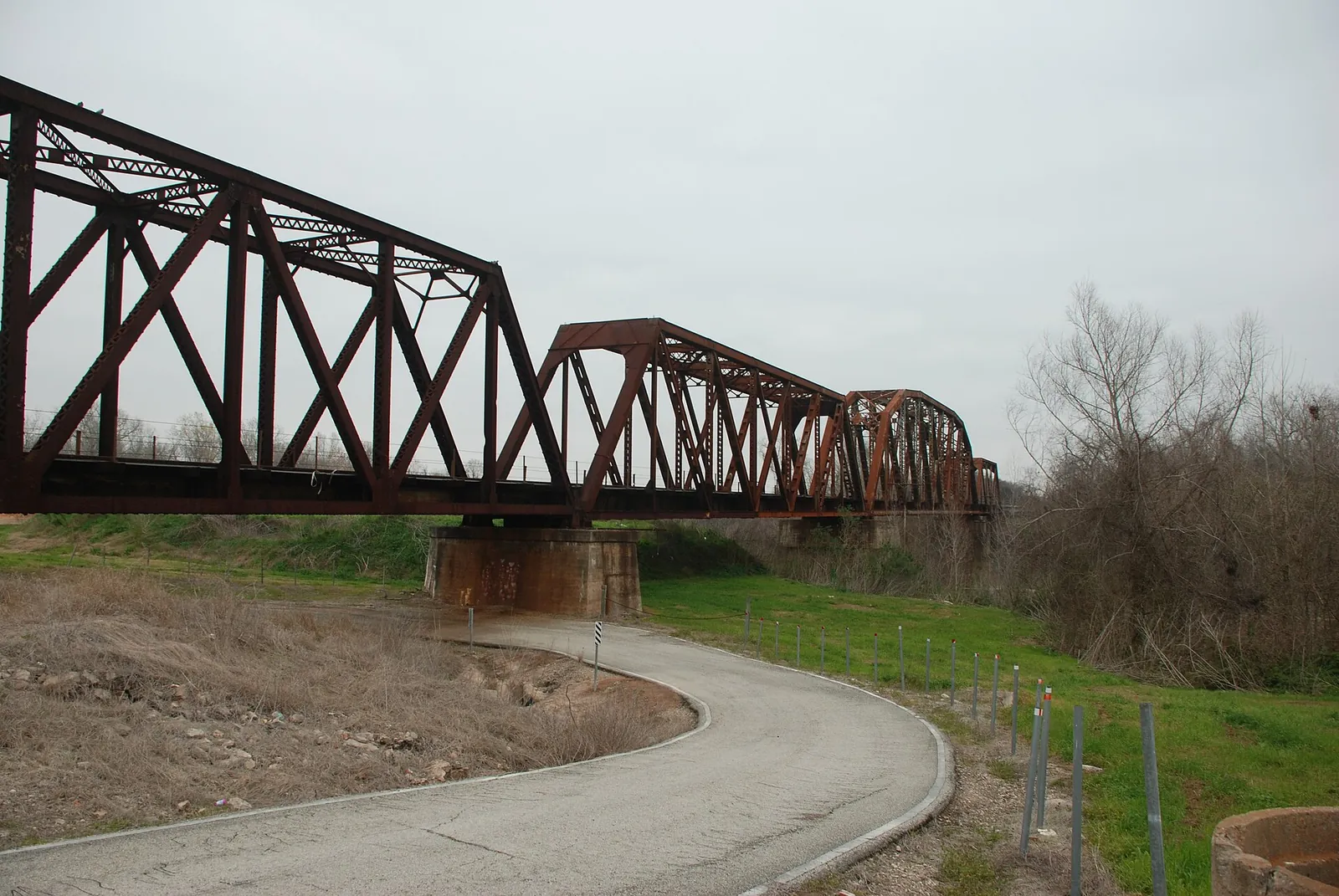 The old railway bridge over the Brazos River.